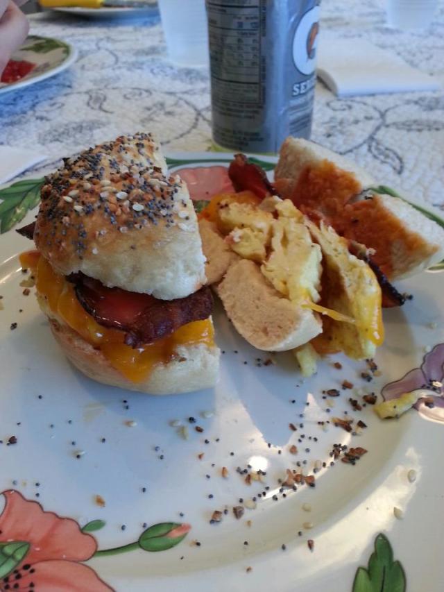 everything bagel bacon egg and cheese